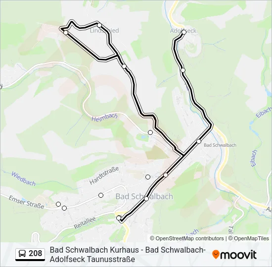 208 Bus Line Map