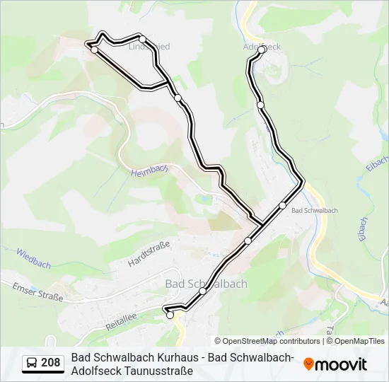 208 Bus Line Map