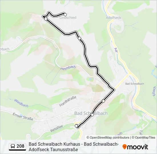 208 Bus Line Map