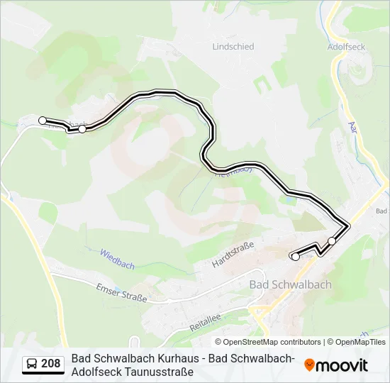 208 Bus Line Map