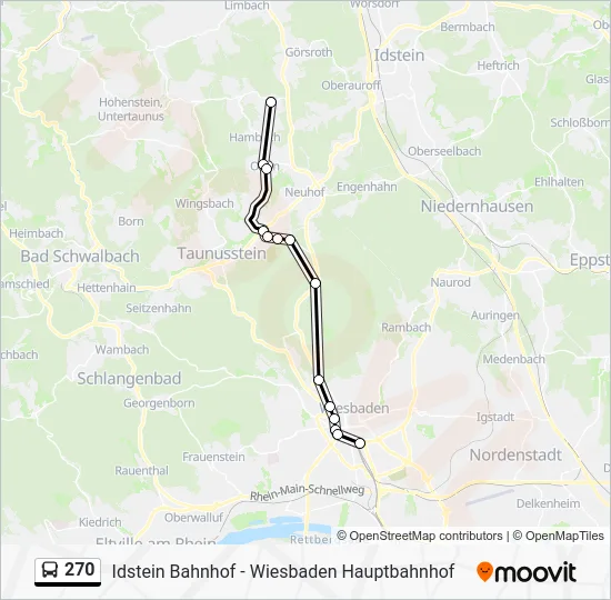 Автобус 270: карта маршрута