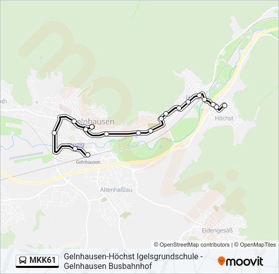Автобус MKK61: карта маршрута