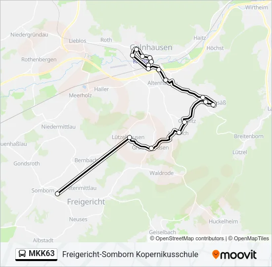 Buslinie MKK63 Karte