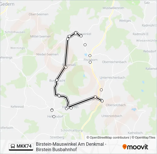 Автобус MKK74: карта маршрута