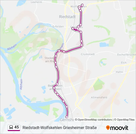 45 Bus Line Map