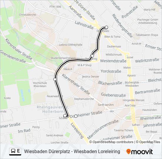 E Bus Line Map