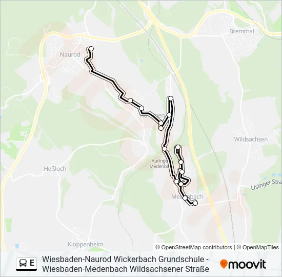 E Bus Line Map