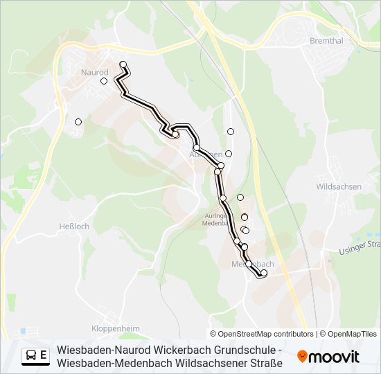E Bus Line Map