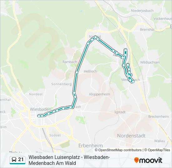 21 Bus Line Map