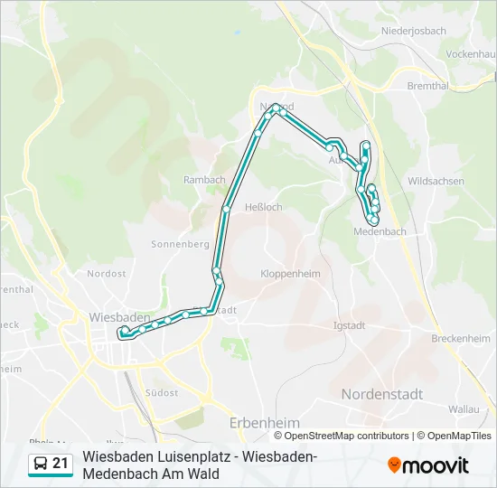 21 Bus Line Map