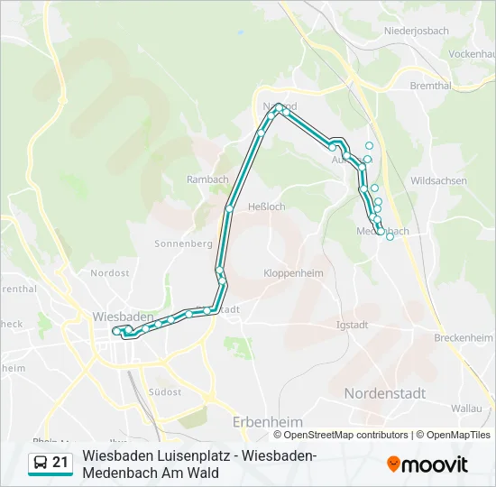 21 Bus Line Map