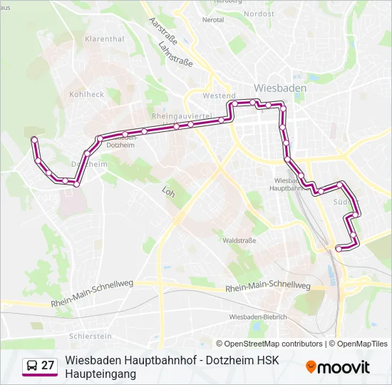 Buslinie 27 Karte