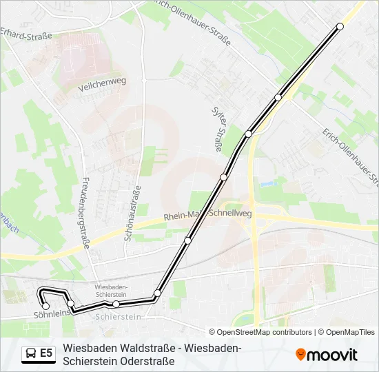 E5 Bus Line Map