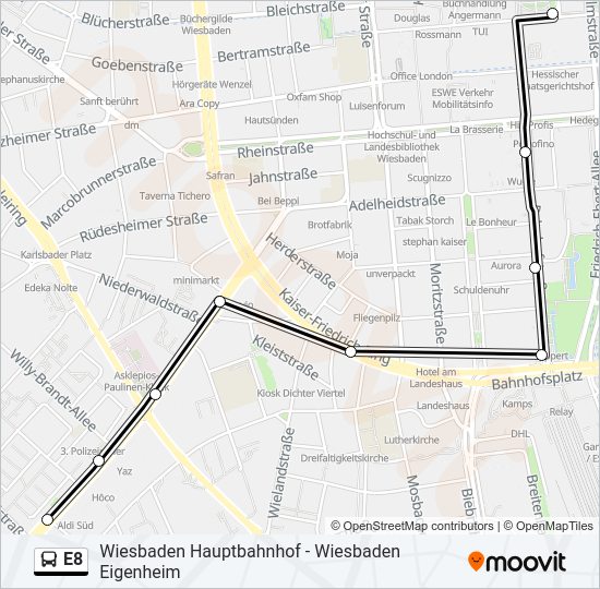 E8 Bus Line Map
