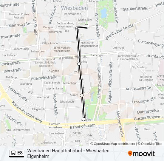 E8 Bus Line Map