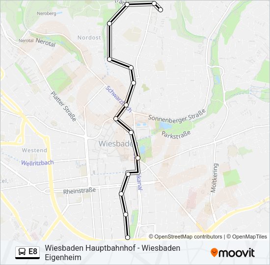 E8 Bus Line Map