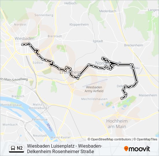 N2 Bus Line Map