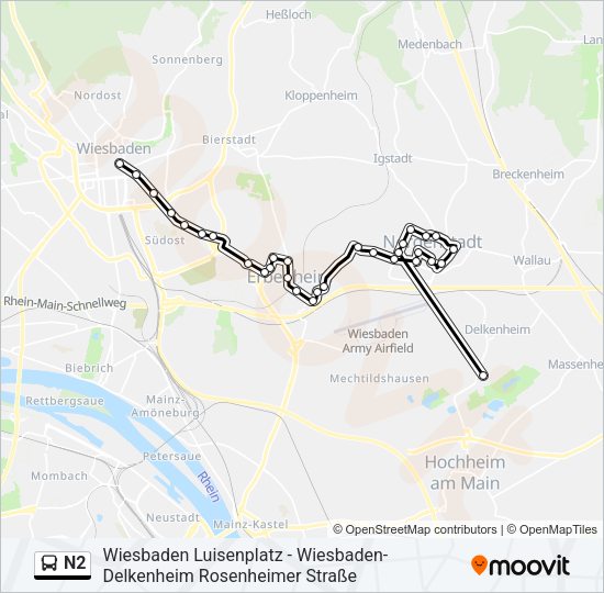 N2 Bus Line Map