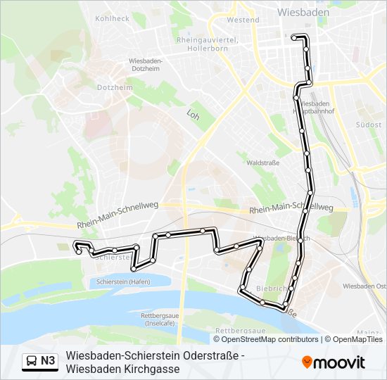 N3 Bus Line Map