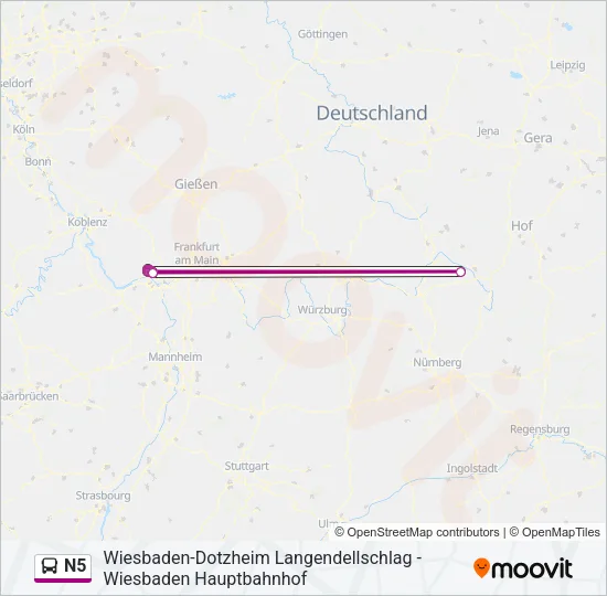 N5 Bus Line Map