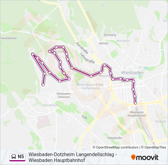 N5 Bus Line Map