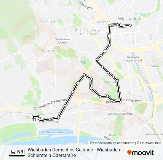 N9 Bus Line Map