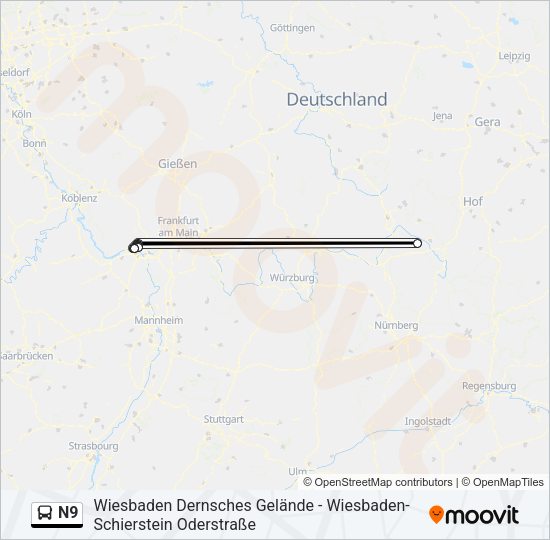 N9 Bus Line Map