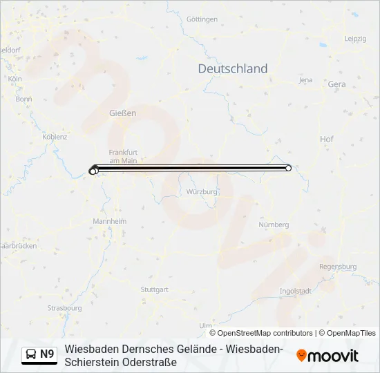 N9 Bus Line Map