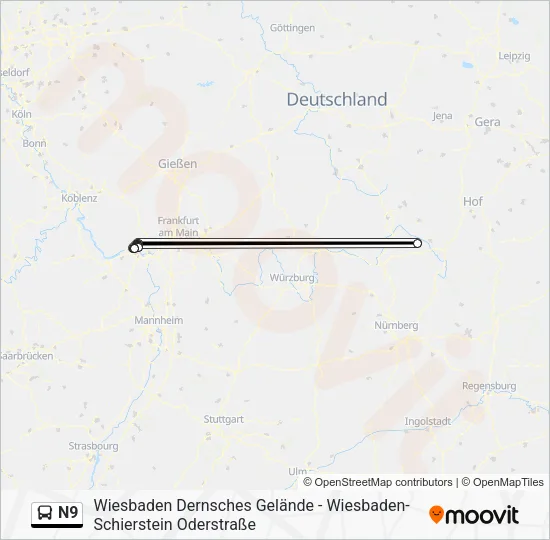 N9 Bus Line Map