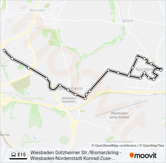 E15 Bus Line Map