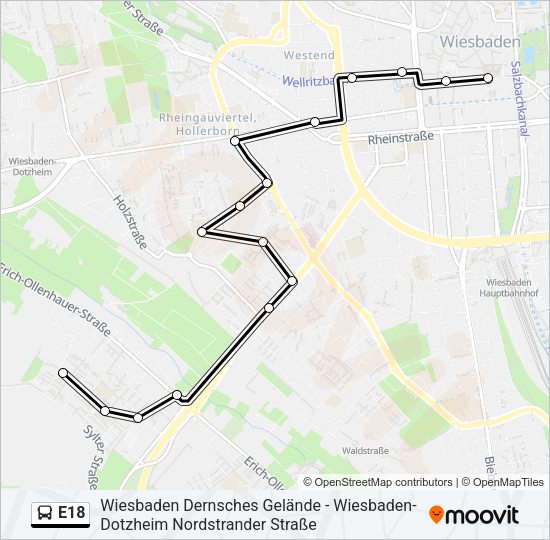 E18 Bus Line Map