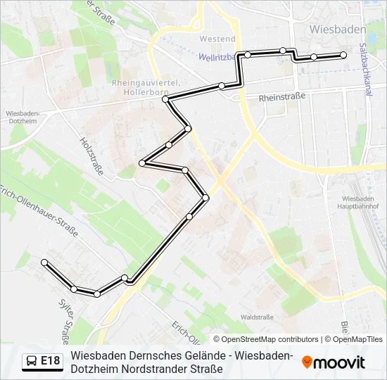 E18 Bus Line Map