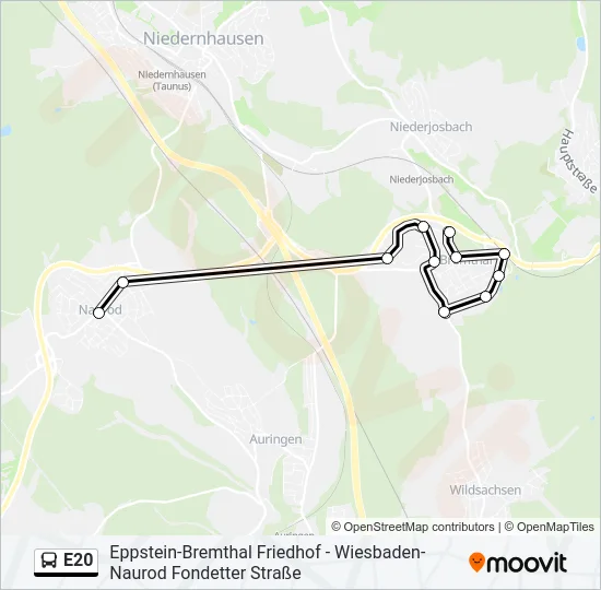 E20 Bus Line Map