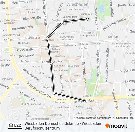 E22 Bus Line Map