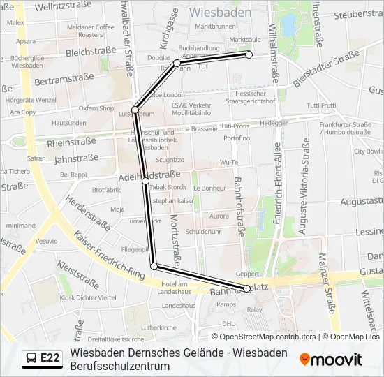 E22 Bus Line Map