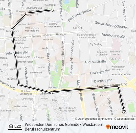E22 Bus Line Map