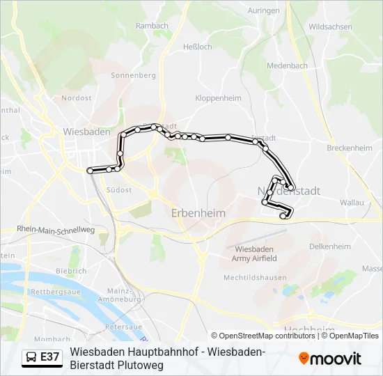 Buslinie E37 Karte
