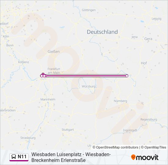 N11 Bus Line Map