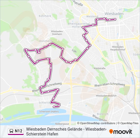 N12 Bus Line Map