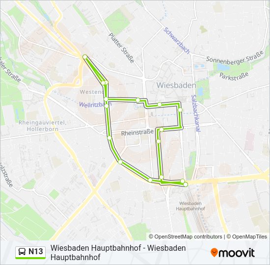 N13 Bus Line Map