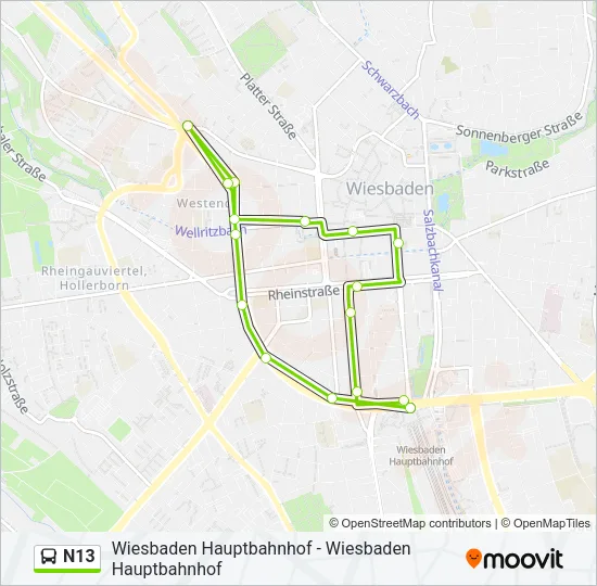 N13 Bus Line Map