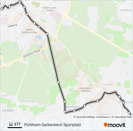 Автобус 377: карта маршрута
