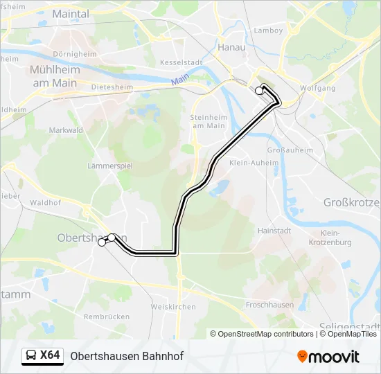 Buslinie X64 Karte
