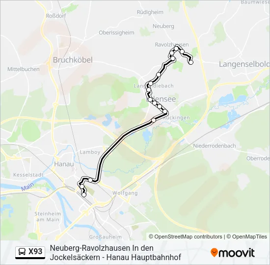 X93 Bus Line Map