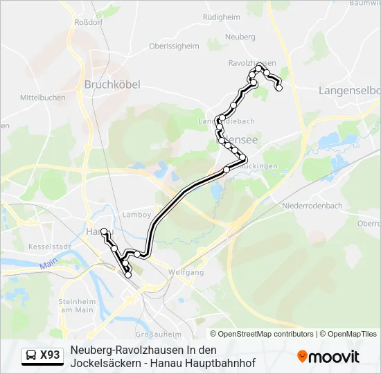 X93 Bus Line Map