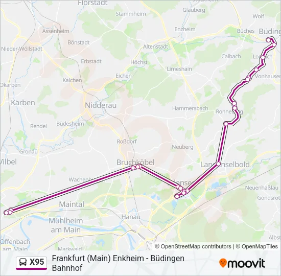 X95 Bus Line Map