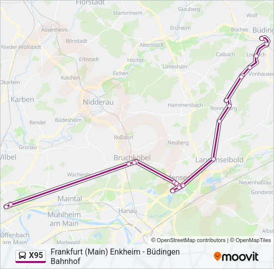 X95 Bus Line Map