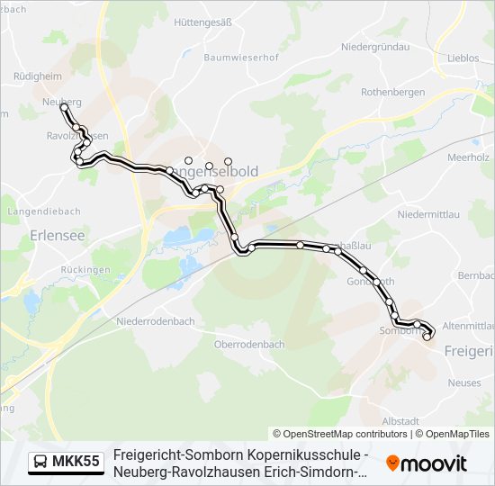 Автобус MKK55: карта маршрута