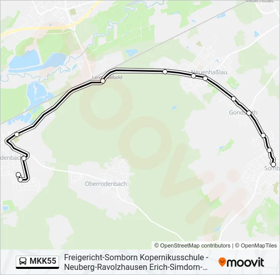 Автобус MKK55: карта маршрута