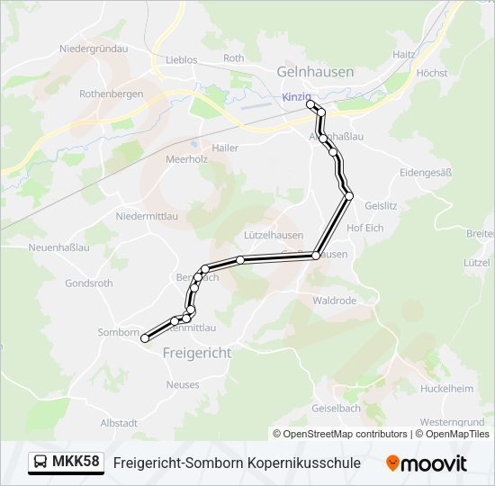 Автобус MKK58: карта маршрута